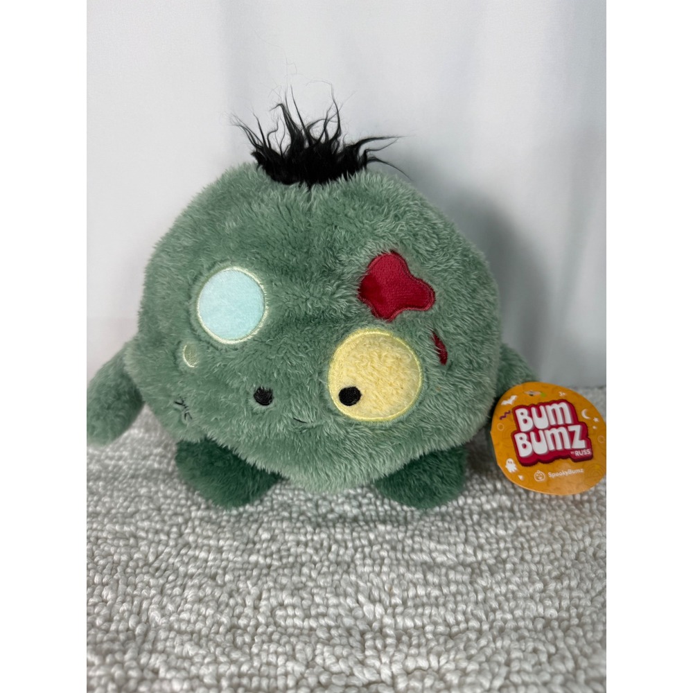 BumBumz SpookyBumz Zombie Plush by‎ Russ Halloween Green Round Stuffed Animal